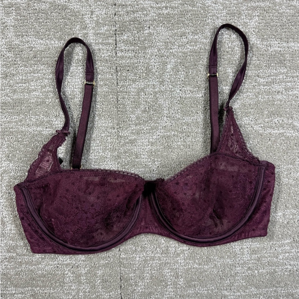 Lace Underwire Bra - Deep Plum 32DD